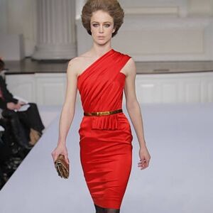 ❤️BUY2️⃣GET1️⃣🆓□$4,000 OSCAR DE LA RENTA RED PEPLUM RUNWAY SILK DRESS 2
